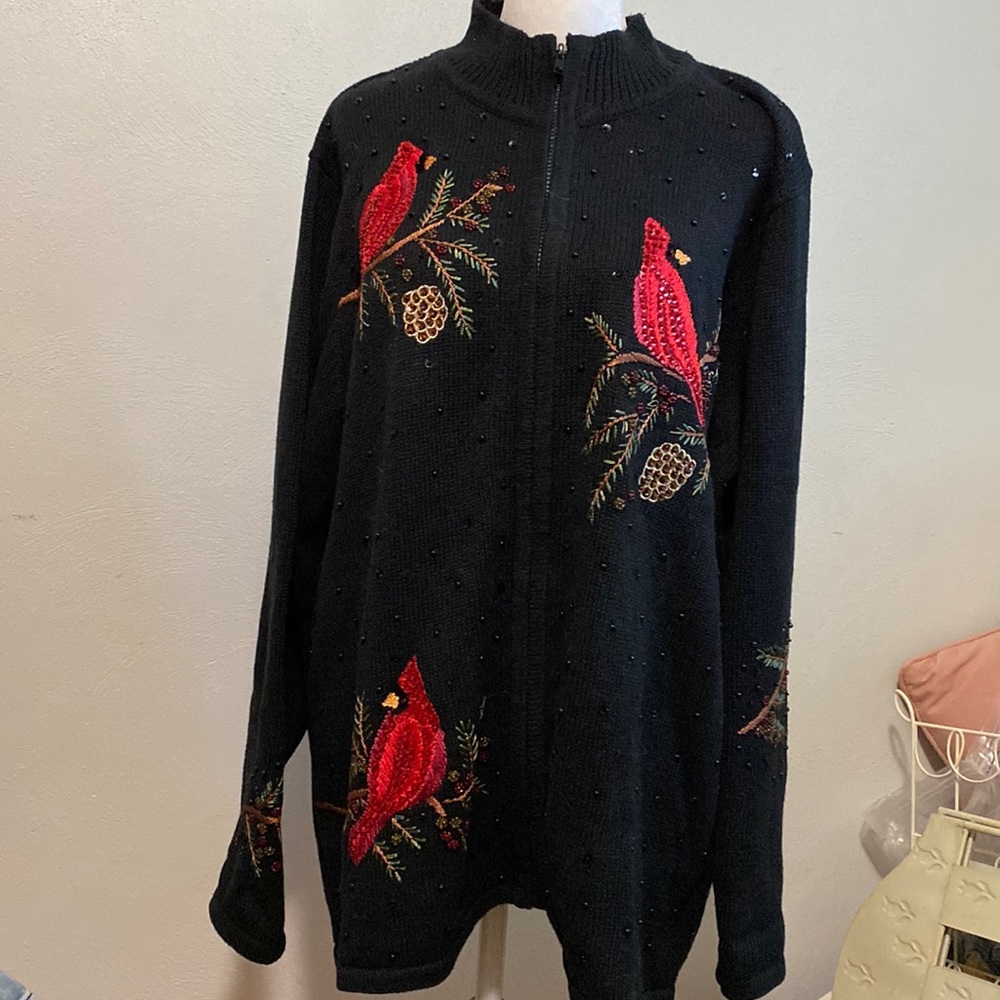 “Quacker Factory” Cardinal Christmas Sweater